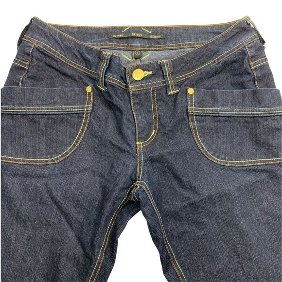 Rainbow Highway 7 Skinny Jeans 30" x 32" Gold Stretch Juniors - Picture 5 of 5